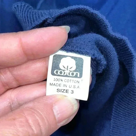 Joan Vass USA navy blue with white stripes nautical beachy cardigan button front - Picture 9 of 9